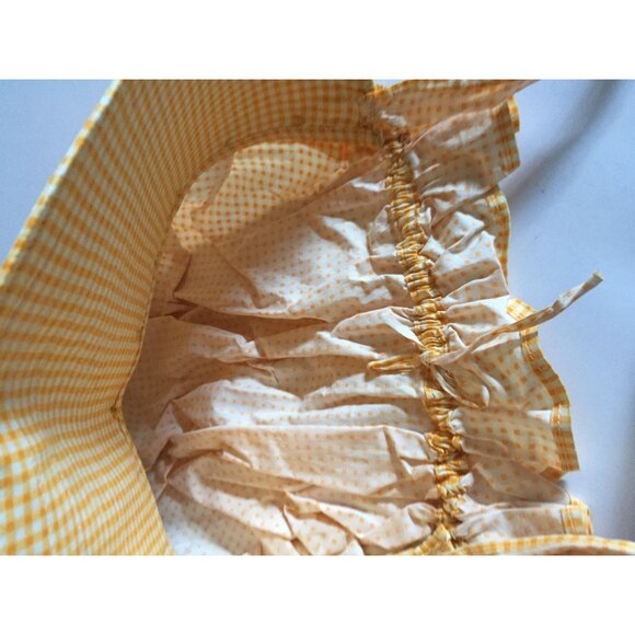 Vtg 1960\'s Cotton Prairie Bonnet Button Scallop Edges Yellow And White Gingham main image 5